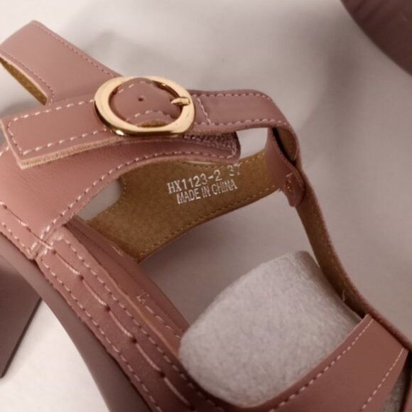 Women's Sandals Size 6.5 Pink Fish Mouth 3"Inch Square Heel Lightweight NWOT - Picture 5 of 6